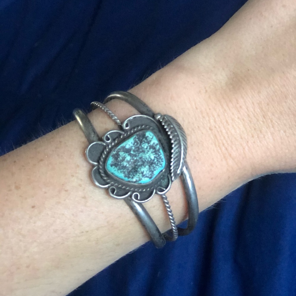 Authentic vintage Navajo turquoise sterling cuff